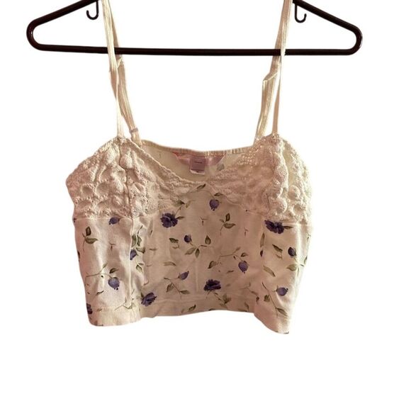 Victoria's Secret Women's M Floral Spaghetti Strap Crop Top Sleeveless - Picture 1 of 5